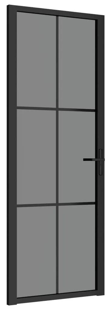 Εσωτερική Πόρτα 76x201,5 εκ. Μαύρη ESG Γυαλί και Αλουμίνιο - Μαύρο