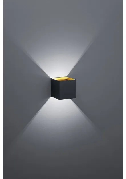 Απλίκα Φωτιστικό Τοίχου LED 4,3W Up Down Κύβος Louis Trio Lighting-223310132-Μαύρο-Χρυσό 223310132