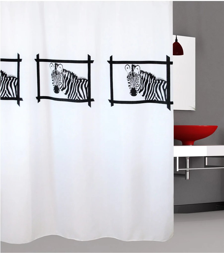 Κουρτίνα Μπάνιου (180x180) Με Κρίκους San Lorentzo Zebra's Head