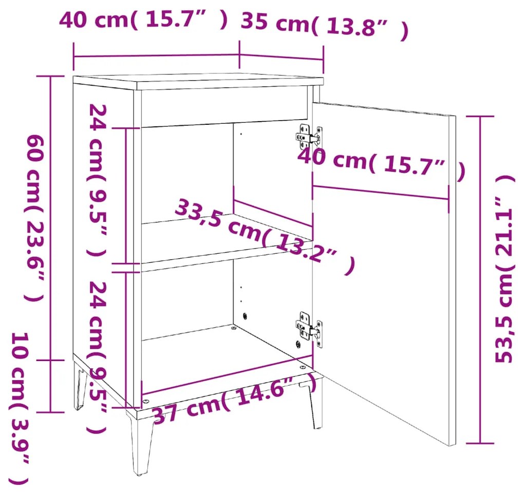 Κομοδίνο Καφέ δρυς 40x35x70 εκ. από Επεξεργασμένο Ξύλο - Καφέ