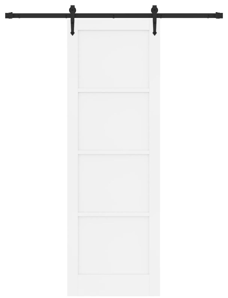 vidaXL Συρόμενη Πόρτα με Εξαρτήματα Λευκή 78x232 cm Συμπαγές Ξύλο Πεύκου
