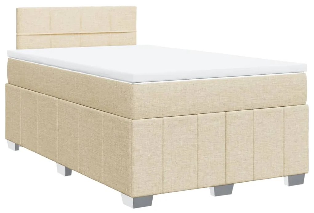 vidaXL Κρεβάτι Boxspring με Στρώμα Κρεμ 120x200 εκ. Υφασμάτινο