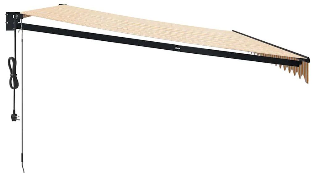 vidaXL Τέντα Πτυσσόμενη Αυτόματη Κίτρινη και Λευκή 5 x 3 μ.