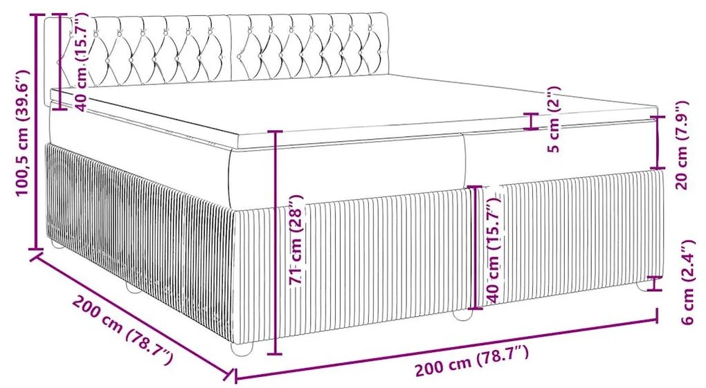 Κρεβάτι Boxspring με Στρώμα Κρεμ 200x200 εκ. Υφασμάτινο - Κρεμ