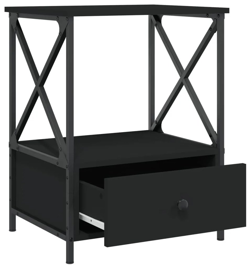 vidaXL Κομοδίνα 2 τεμ. Μαύρα 50 x 41 x 65 εκ. από Επεξεργασμένο Ξύλο