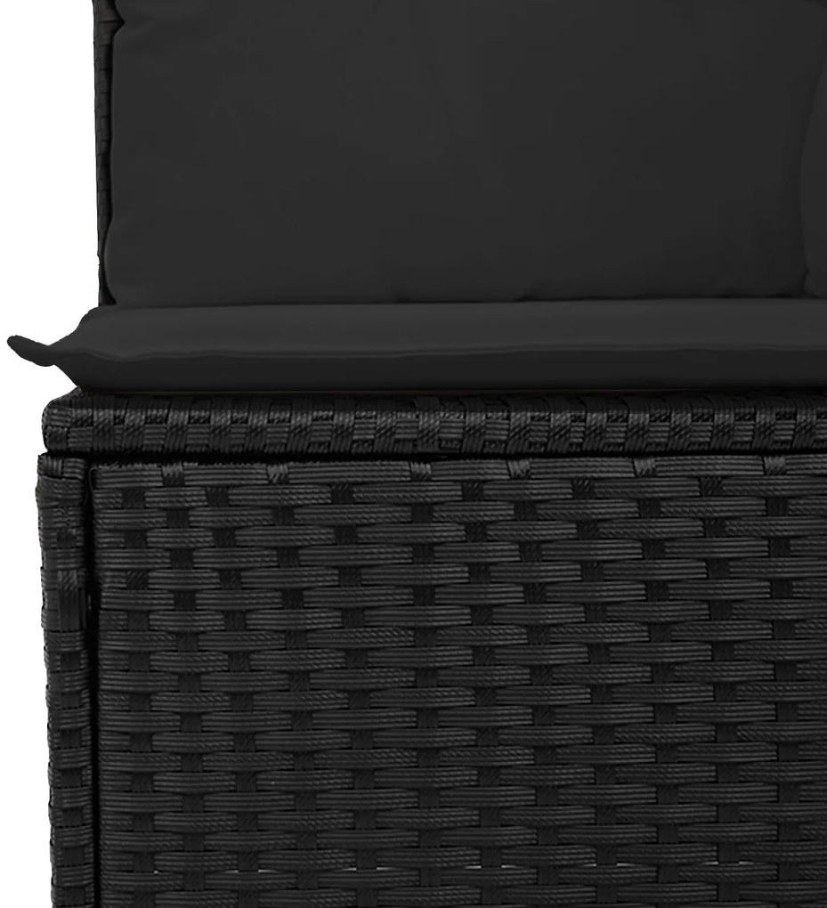 vidaXL Σετ καναπέ κήπου 10 pcs Μαύρο Μεγάλο Ρατάν, Ξύλο, Ύφασμα