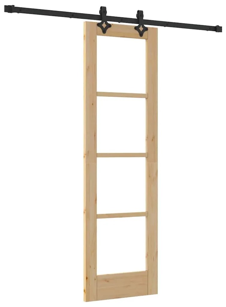 vidaXL Συρόμενη Πόρτα Καφέ 61 x 198.5 εκ. Ξύλο και μέταλλο