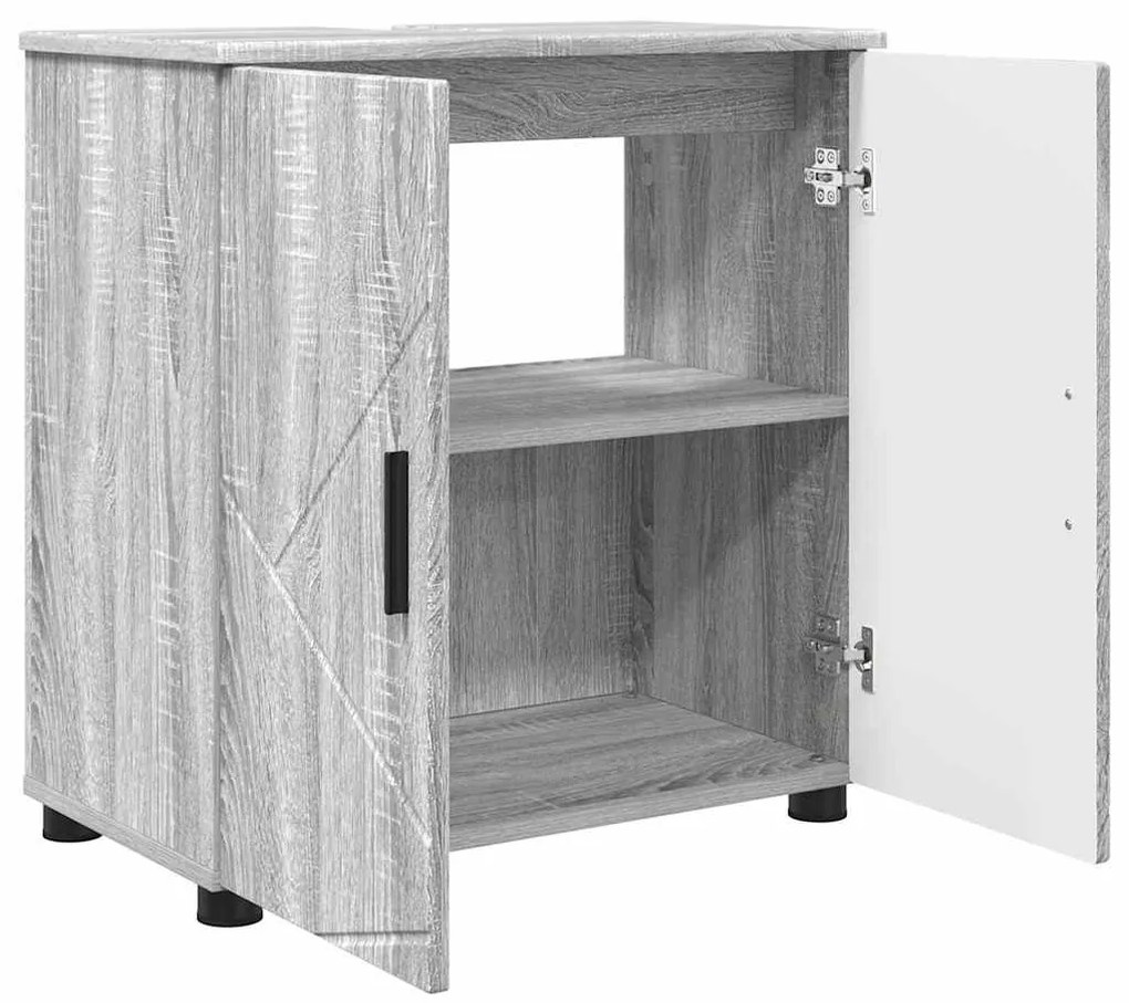 vidaXL Ντουλάπι Μπάνιου με αποθήκευση Γκρίζο Σονομα 61 x 35 x 64 εκ.