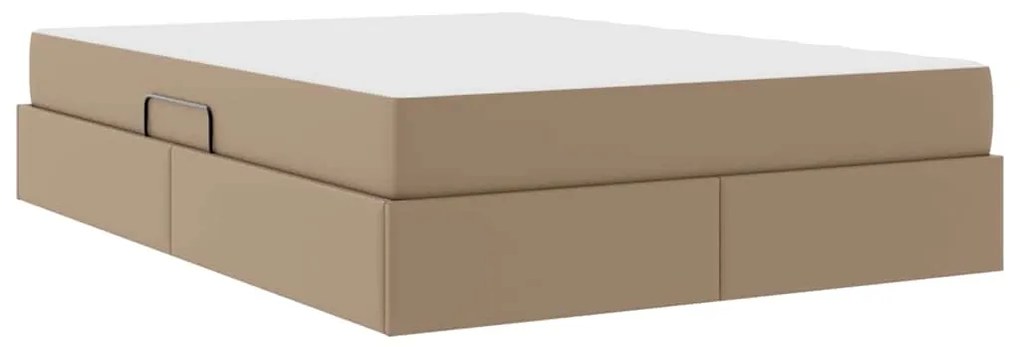 vidaXL Κρεβάτι με αποθηκευτικό χώρο και στρώμα 2 pcs Καπουτσίνο Δέρμα