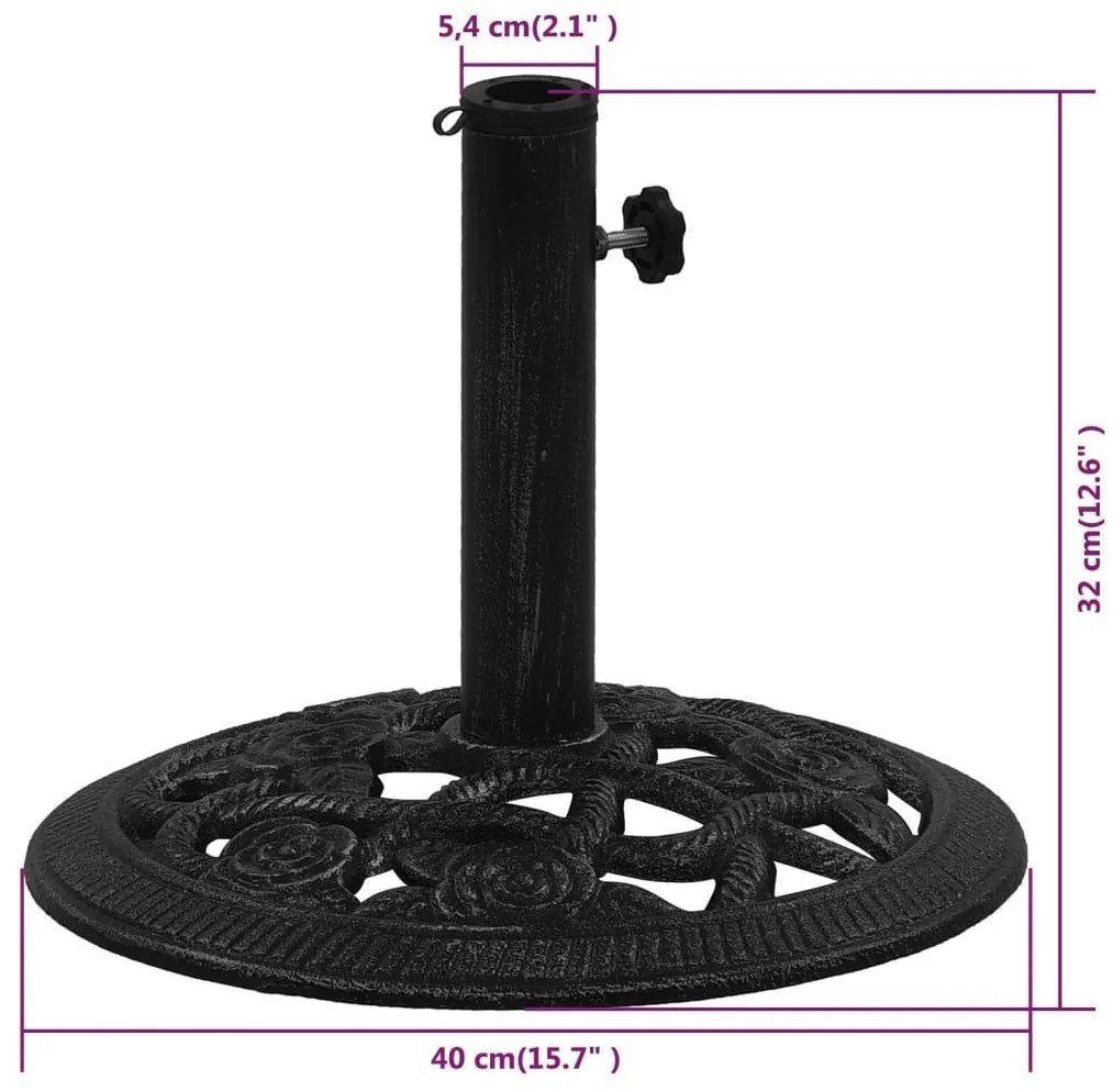 Βάση Ομπρέλας Μαύρη 40 x 40 x 32 εκ. από Χυτοσίδηρο - Μαύρο