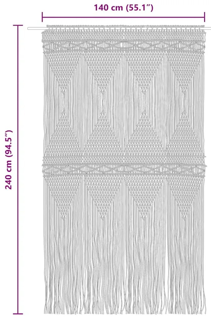 vidaXL Κουρτίνα Μακραμέ Ανθρακί 140 x 240 εκ. Βαμβακερή