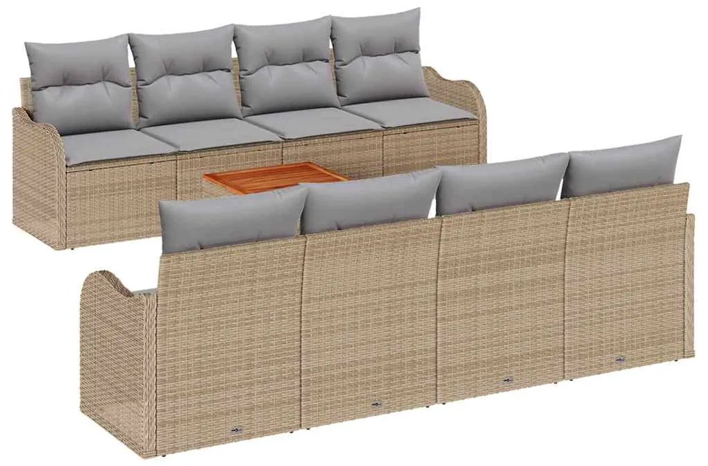 vidaXL Μπεζ Σετ Σαλονιού Κήπου 9 pcs Μπεζ, λευκό Large