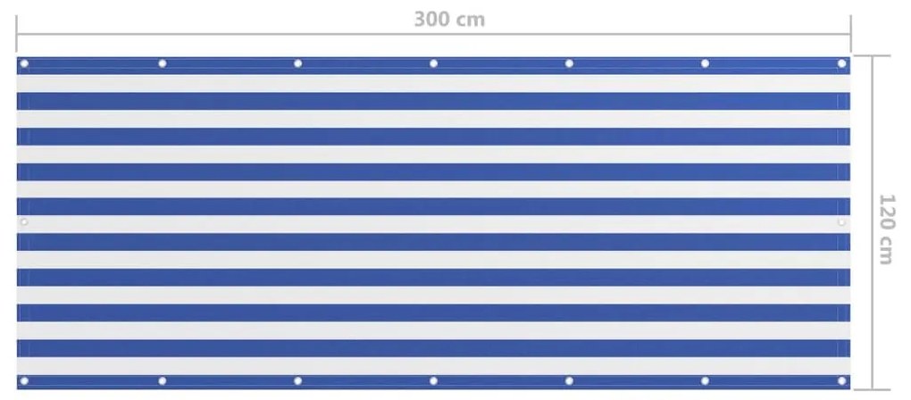 Διαχωριστικό Βεράντας Λευκό/Μπλε 120 x 300 εκ. Ύφασμα Oxford - Πολύχρωμο