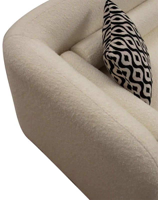 Καναπές 3θέσιος Tranquil I pakoworld ύφασμα μπουκλέ κρεμ 228x90x74εκ