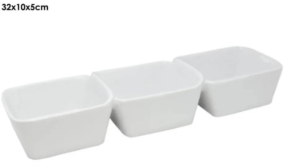 Μπωλ Σερβιρίσματος σνακ FOOD FOR FUN 24303570 πορσελάνινο, λευκό, τριπλό, 32x10x5cm