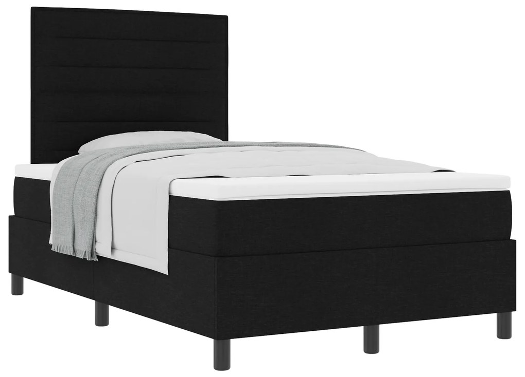 vidaXL Κρεβάτι Box Spring με Στρώμα Μαύρο Μικρό Διπλό Υφασμάτινο
