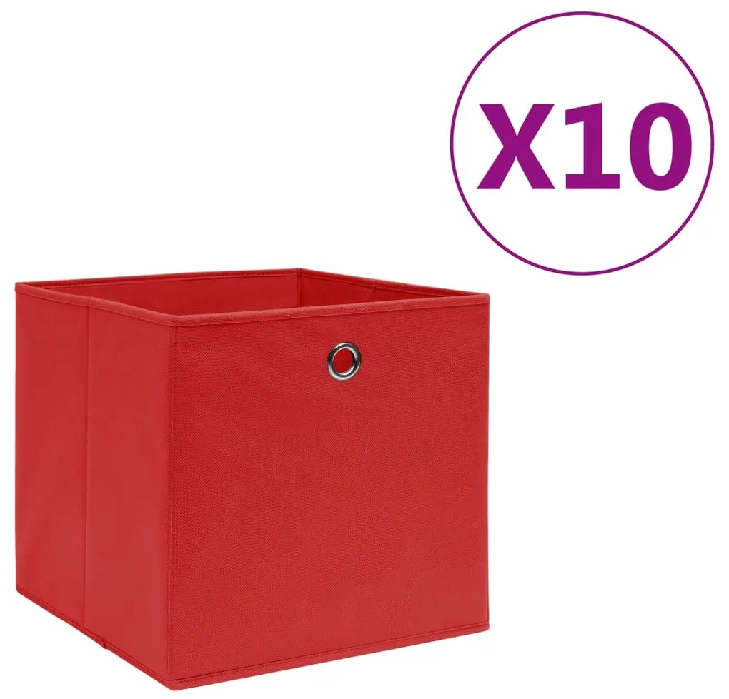 vidaXL Κουτιά Αποθήκευσης 10τεμ Κόκκινα 28x28x28εκ Ύφασμα Non-woven