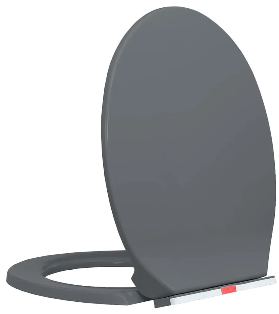 vidaXL Κάλυμμα Λεκάνης με Soft Close & Quick Release Οβάλ Γκρι