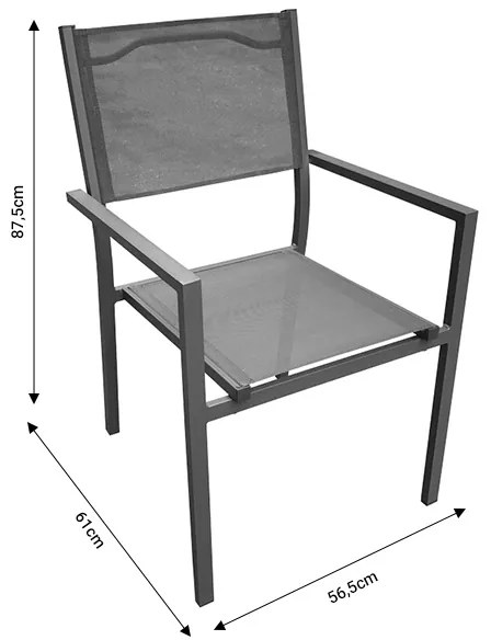 Τραπεζαρία Moly - Kliton Ι σετ 5τεμ pakoworld ανθρακί αλουμίνιο και textilene σε ανθρακί απόχρωση 80x80x74εκ