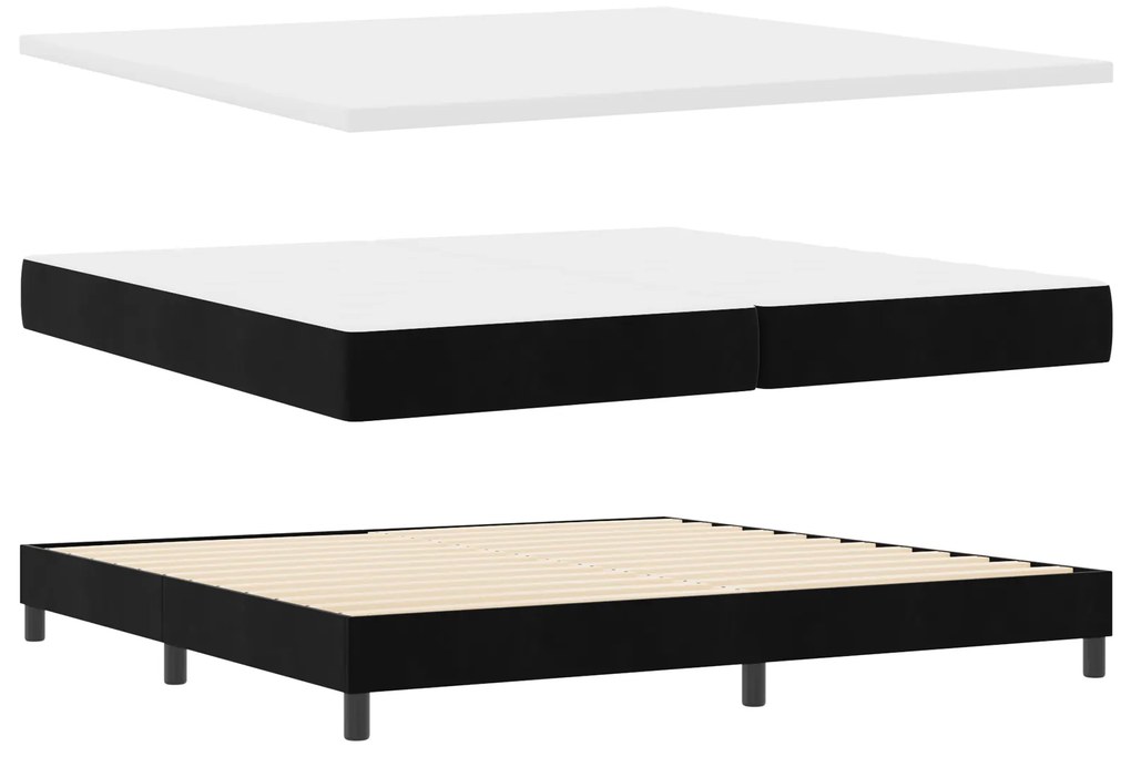 vidaXL Box Spring Bed με Στρώμα Μαύρο 200x200 εκ Βελούδο