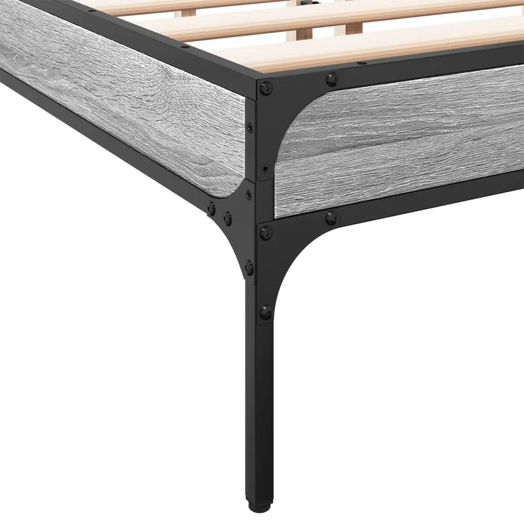 vidaXL Πλαίσιο Κρεβατιού Γκρι Sonoma 120 x 190εκ. Επεξ. Ξύλο & Μέταλλο
