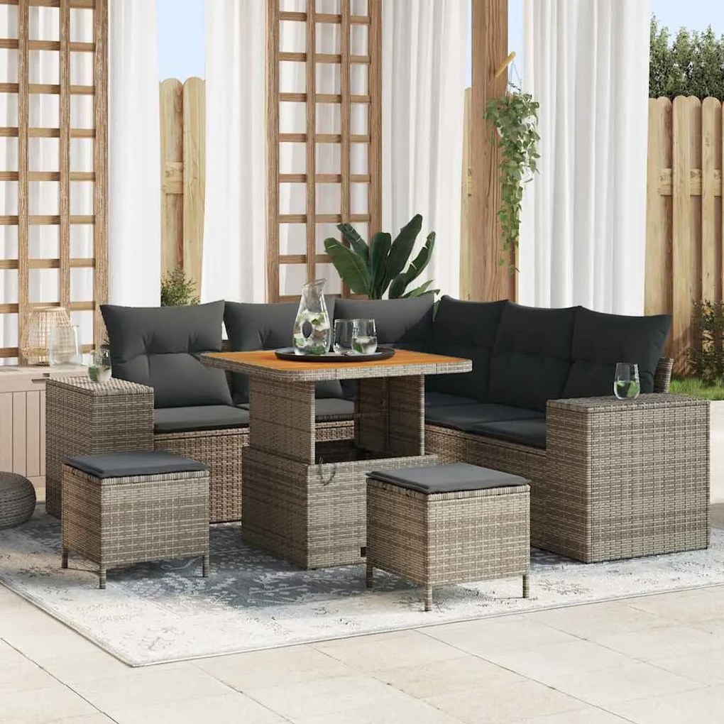 vidaXL Σετ Καναπέ Κήπου 8 pcs Γκρι συνθετικό ρατάν