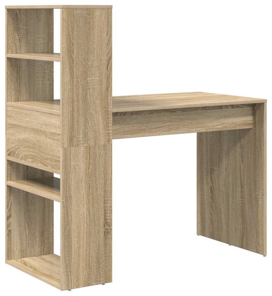 vidaXL Γραφείο με Αποθήκευση Καρυδιά Sonoma 113x54x120 εκ. Κατασκευασμένο Ξύλο