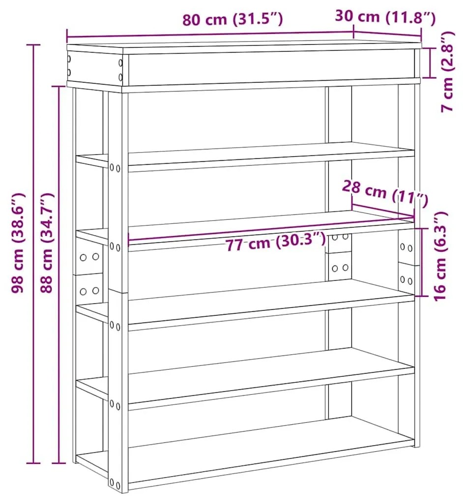 Ράφι παπουτσιών Γκρι Sonoma 80x30x98 cm Κατασκευασμένο ξύλο - Γκρι