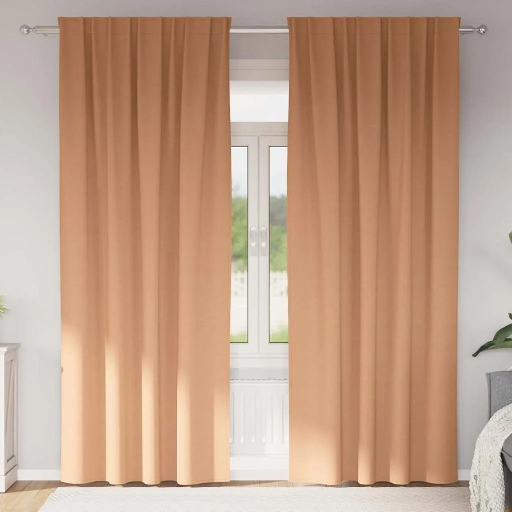 vidaXL Κουρτίνες 2 pcs Ανοιχτό καφέ 245 x 140 εκ. Πολυεστέρας