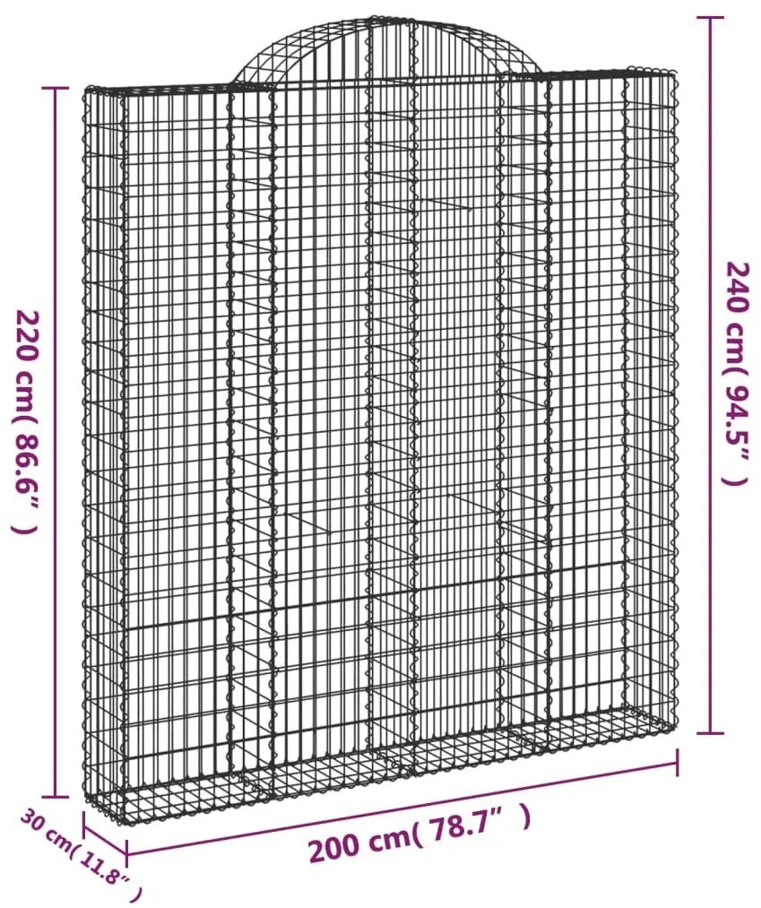 Συρματοκιβώτια Τοξωτά 10 τεμ. 200x30x220/240 εκ. Γαλβαν. Ατσάλι - Ασήμι