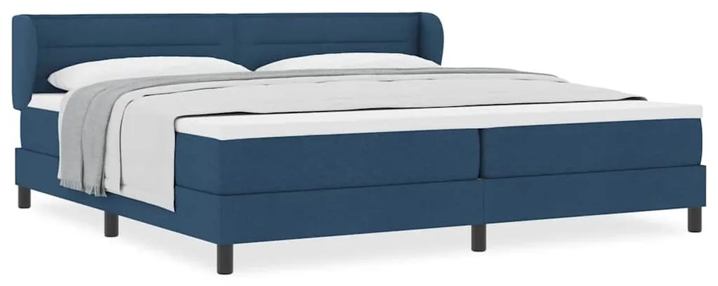 vidaXL Κρεβάτι box spring με στρώμα με στρώμα Μπλε 200 x 200 cm ύφασμα