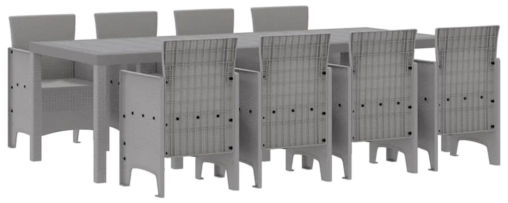 vidaXL Σέτ φαγητού για κήπο 9 pcs Λευκό Rattan Polt
