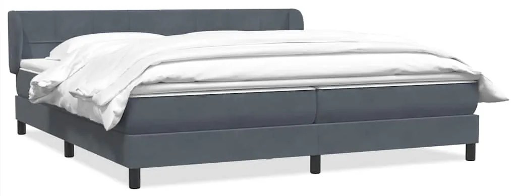 vidaXL Box Spring Κρεβάτι με στρώματα Σκούρο γκρι 200x210 cm Βελούδινο