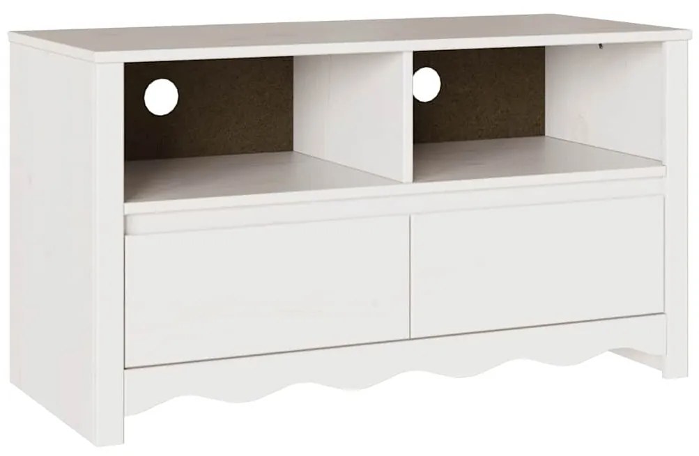 vidaXL Τηλεοπτική Βάση Λευκό 99 x 43 x 55 εκ. Μασίφ ξύλο πεύκου