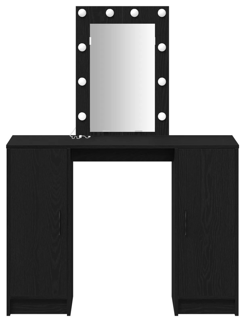 vidaXL Καθρέφτης με LED Φώτα Μαύρη Δρυς 102x33x135 εκ