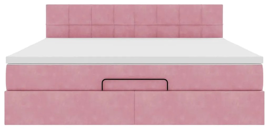 Οθωμανικό κρεβάτι με στρώμα ροζ 160x200cm Βελούδο 3311788