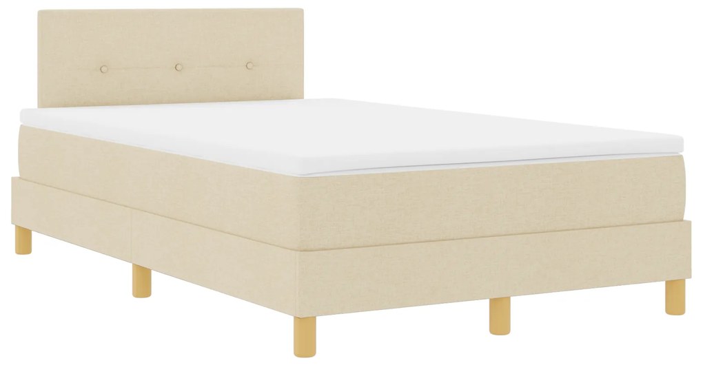 vidaXL Κρεβάτι Box Spring με Στρώμα & LED Κρεμ 120x200 εκ. Ύφασμα