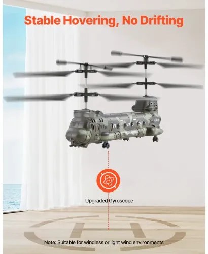 VEVOR RC Helicopter, 2.4GHz Military Remote Control Helicopter, 3.5 Channel RC Airplane for Kid, 20 Mins Flight Time, One-Key Takeoff/Landing &amp; LED Lights, Flying Plane Toys for Kids Ages 8 and up