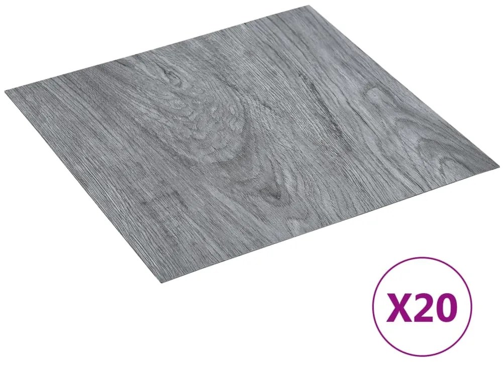 vidaXL Δάπεδο Αυτοκόλλητο Ανοιχτό Γκρι 20 τεμ. 1,86 μ² από PVC