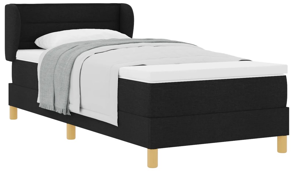 vidaXL Κρεβάτι Box Spring με Στρώμα Μαύρο 100x200 εκ Ύφασμα