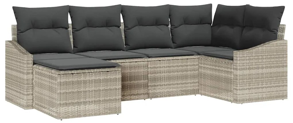 vidaXL Σετ Καναπέ Κήπου 6 pcs Ανοιχτό γκρι Πολυ ράταν