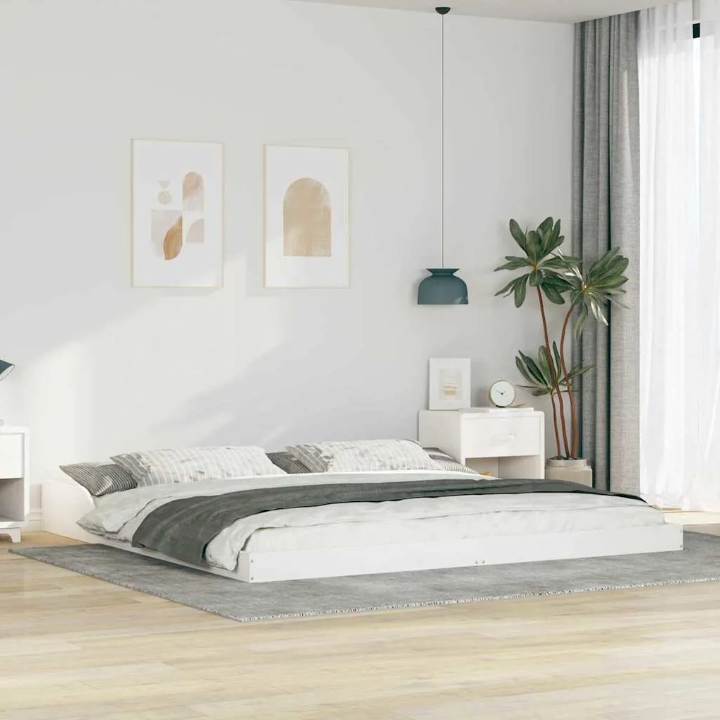 vidaXL Σκελετός Κρεβατιού Λευκό 200 x 210 cm Μασίφ ξύλο πεύκου