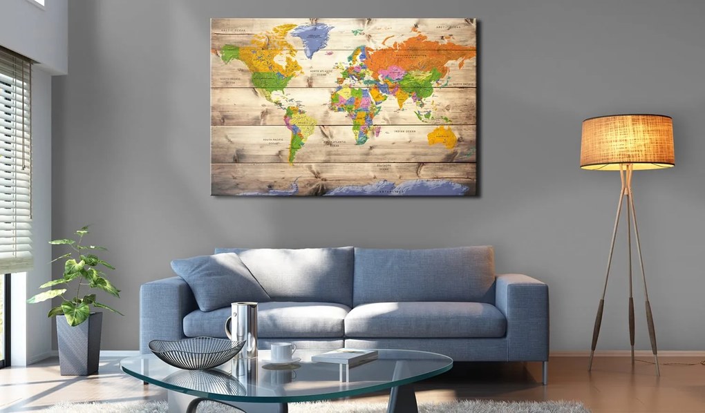 Πίνακας - Map on wood: Colourful Travels 60x40