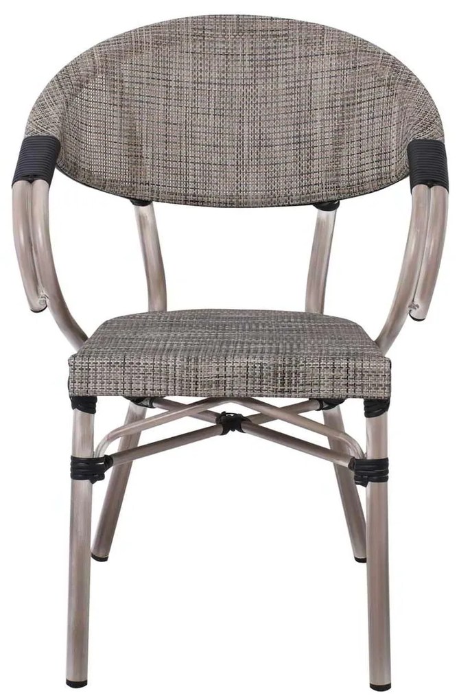 Πολυθρόνα Alu COSTA Antique Grey/Textilene Μπεζ 58x57x83cm