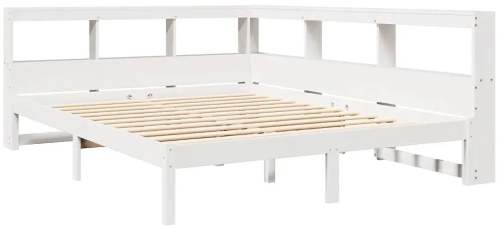 vidaXL Κρεβάτι Βιβλιοθήκη Χωρίς Στρώμα Λευκό 135x190 εκ Μασίφ Πεύκο