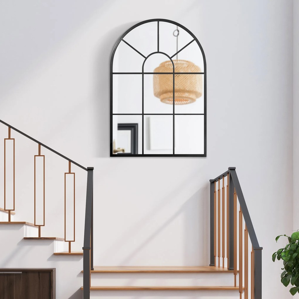 HOMCOM Καθρέφτης Παραθύρου με Μεταλλικό Πλαίσιο, 91 cm x 2 cm x 60 cm Μαύρο