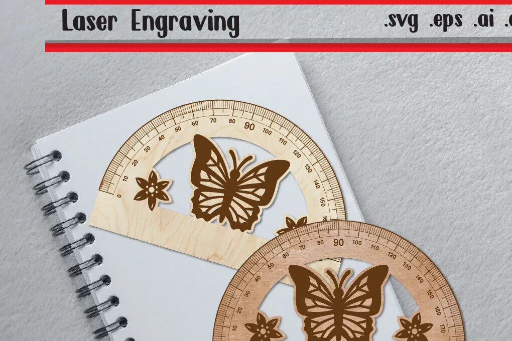 Σετ των 2 Intra απο ξύλο plywood 3mm-4mm πάχος Butterfly Ruler Arch - Ruler Protactor Δίασταση 15x15 cm INTRAFABR-117331013