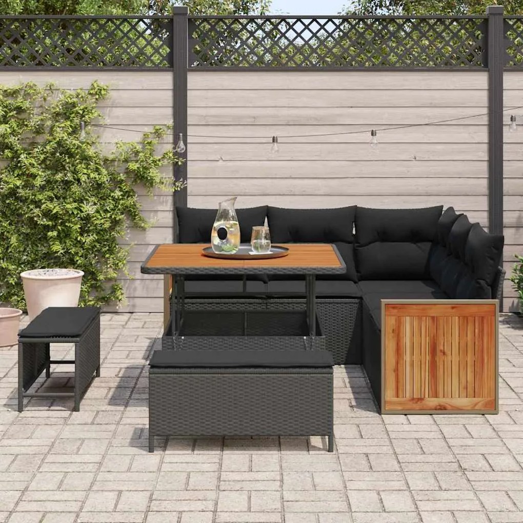 vidaXL Σετ Καναπέ Κήπου με μαξιλάρι 8 pcs Μαύρο 100 x 100 x 71 cm