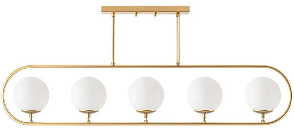 Φωτιστικό Οροφής - Ράγα Jewel 942FLG1144 122x15x49cm 5xE14 15W Gold-White Opviq