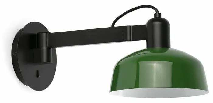 Φωτιστικό Τοίχου Tatawin Arm Metal 1xE27 Black-Green Faro Barcelona